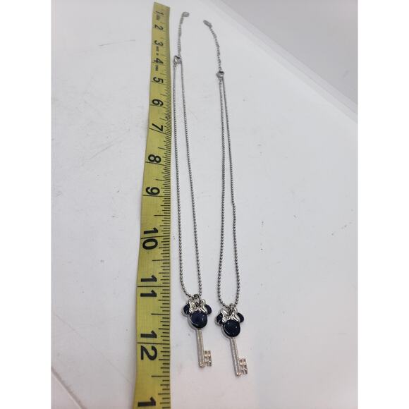 Disney Minnie Mouse BFF Key Pendant Necklaces Set Silver Tone Best Friend Gift - Picture 5 of 6